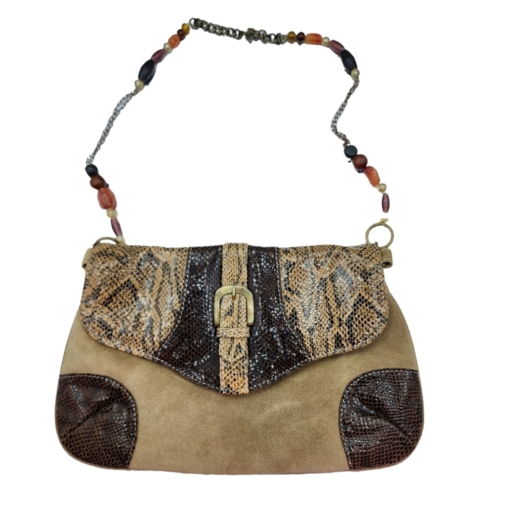 Spiegel Women's Vintage Brown Suede Snakeskin Handbag